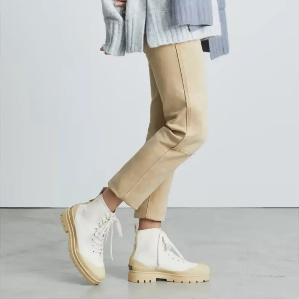 Everlane Utility Canvas Lug Sole Combat Boot Organic Cotton Cream White 5 NWT